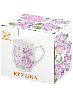 Кружка 350 мл 11,5*8,5*10 см "Сирень" бочонок, фарфор NEW BONE CHINA