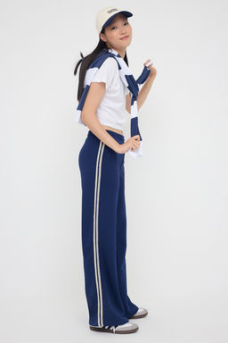Lacivert Wide Leg/Genis Paca Brode Serit Detayl? Kal?n Orme Esofman Alt? TWOAW26EA00002