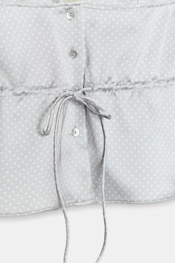 TOP SATINADO ENCAJE / Blanco / Gris - Zara фото 4