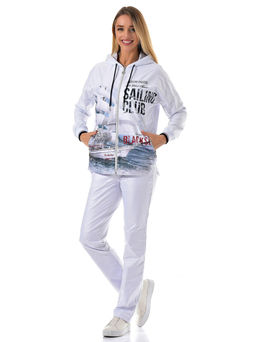 Толстовка из футера комбинированного с принтованной плащевой тканью - А+б коллекция фото 113