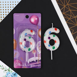 Свеча в торт цифра 6, с шарами - Страна карнавалия фото 2