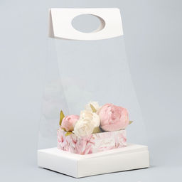 Коробка подарочная складная переноска для цветов, упаковка, Нежность, 20?20?4 см