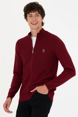 U. S. Polo Assn / Мужской бордовый базовый трикотажный кардиган - U.s. polo assn фото 8