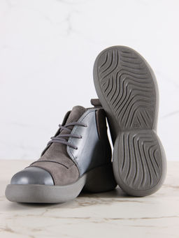 Ботинки 305.927gr.Серая вакса+серый замок замша/байка