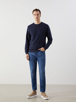 Bisiklet Yaka Uzun Kollu Bask?l? Erkek Sweatshirt