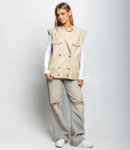 Жилет #КТ6366, светло-бежевый - Dommod фото 4