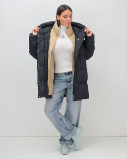 Куртка двубортная женская зимняя с капюшоном черного цвета 7736Ch Бренд: Visdeer  фото 18