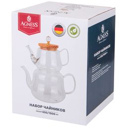 НАБОР ЧАЙНИКОВ AGNESS KRISTALL 630/1500 МЛ ЦВЕТ:ПРОЗРАЧНЫЙ фото 2