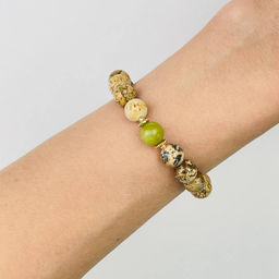 Браслет из песочной Яшмы и Змеевика 16,5 см