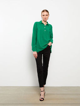 Y?ksek Bel Dar Fit D?z Gabardin Kad?n Pantolon