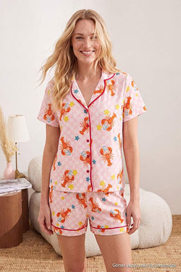 Turuncu %100 Pamuklu Desenli _ortlu _rme Pijama Tak_m_ THMSS24PT00392 - Trendyolmilla фото 2