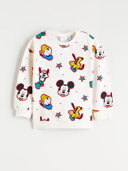 Bisiklet Yaka Mickey Mouse Bask?l? Erkek Bebek Pijama Tak?m?