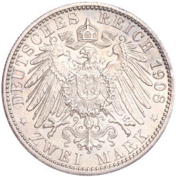 2 марки 1908 года F Германия (Вюртемберг)