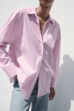 STRIPED POPLIN SHIRT WITH METALLIC THREAD - Zara фото 4