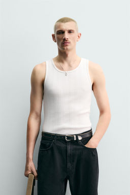 Майка CAMISETA TANK PUNTO RIB слоновая кость