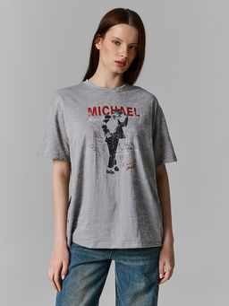 Футболка свободного силуэта женская серая