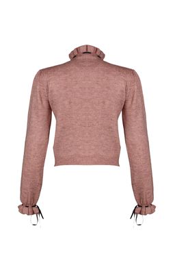 Gul Kurusu Yumusak Dokulu Ajurlu/Delikli Kurdele/Fiyonk Detayl? Triko Kazak TWOAW21KZ2355