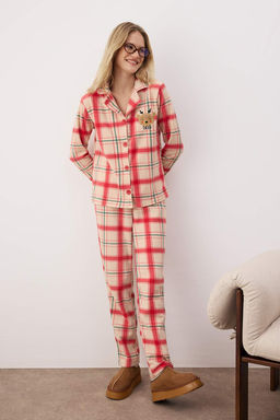 Trendyolmilla Yesil Nak?sl? Ekoseli Polar K?sl?k Orme Pijama Tak?m? THMAW24PT00175  фото 12