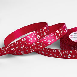 Лента атласная «Сердца», 15 мм, 23±1 м, малиновая №072