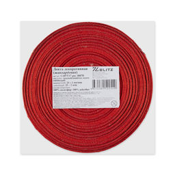 Лента жаккардовая 23 - 25 мм BLITZ С1857 рис. 8887В 25 м лента отделочная Снежинка белый/синий/под золото  фото 5