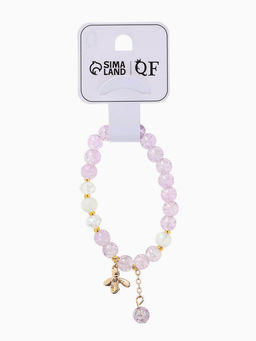 Браслет с подвесками "Сахарный" пчёлка, шар №8, цвет светло-фиолетовый в золоте