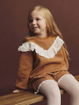 Bisiklet Yaka F?rf?rl? K?z ?ocuk Sweatshirt