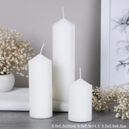 Свеча столбик белая 3 штуки набор / SN3-3 /уп 15/d-5,5 см h-10/15/20 - ГалеонТрейд фото 3