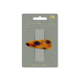 Заколка для волос зажим, арт. 71796 / 10 ЛЕОПАРДОВАЯ (в наборе: 1шт., 6,9 см, черный металл, ацетилцеллюлоза, цвет: коричневый, подложка из мелованного картона + ПЭТ-пакет с европодвесом)