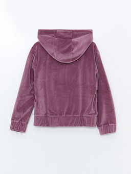Kap??onlu Kadife K?z ?ocuk Fermuarl? Sweatshirt - Waikiki фото 2