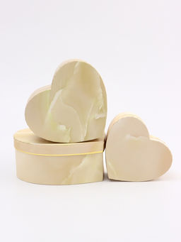 Набор подарочных коробок сердце 3 в 1, бежевый мрамор, 22?20?9; 18.5?17?7.5; 16?14?6 см