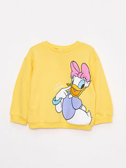 Bisiklet Yaka Uzun Kollu Daisy Duck Bask?l? K?z Bebek Sweatshirt