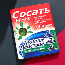 Леденцы Тройное действие, вкус: мята, 32 г. (18+)