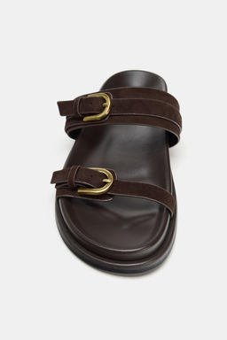 SANDALIA PIEL DOBLE HEBILLA / Marr?n - Zara фото 4