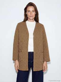 V Yaka Kendinden Desenli Kad?n H?rka