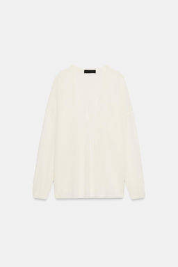 JERSEY PUNTO FINO ESCOTE PICO / Blanco - Zara фото 7