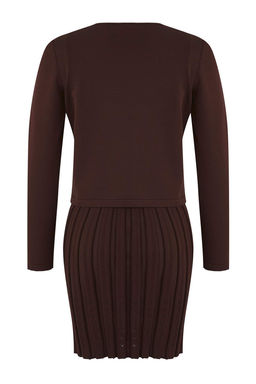 Kahverengi 2li Premium/Ozel Iplik Merserize Gorunumlu Mini Triko H?rka-Elbise Tak?m TWOAW26EL00004 - Trendyolmilla фото 6