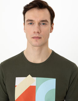 Haki Bisiklet Yaka Slim Fit T-Shirt - Cacharel фото 2