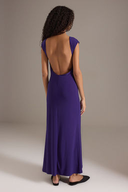 TRENDYOLMILLA Siyah S?rt Dekolteli Fitted/Vucuda Oturan Maxi Esnek Orme Maxi Kalem Elbise TWOSS24EL00090  фото 13