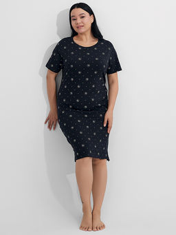 Сорочка ночная женская черная с узором - Mark formelle фото 5