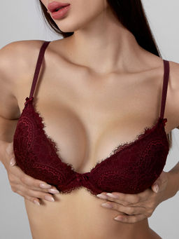 Бюстгальтер женский Mark Formelle пуш-ап кружевной бордовый  фото 4