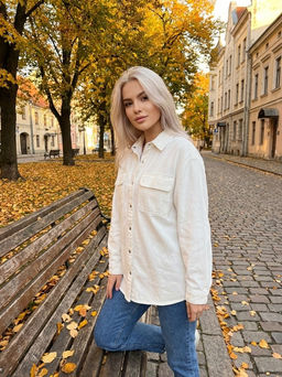 K13307 Джинсовая рубашка БЕЛЫЙ