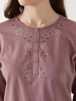Bisiklet Yaka ?i?ekli Kad?n Bluz