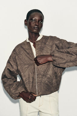 EMBROIDERED FAUX SUEDE BOMBER JACKET - Zara фото 2