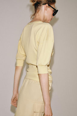 CAMISETA RIB MANGA VOLUMEN / Amarillo medio - Zara фото 3