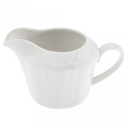 "Совершенство" Сливочник (молочник) фарфоровый 250мл, 13,7х8,4см h8,2см, белый, рельефный декор (Китай)