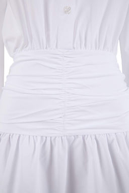 Ekru Bel Detayl? Mini Poplin Dokuma Elbise TWOSS26EL00118