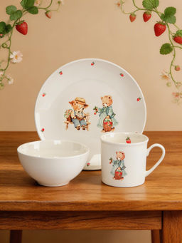 Набор посуды, детский, 1 перс, 3 пр, фарфор N, белый, Мишки, Teddy bear