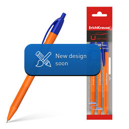 Цена за 12 шт. Набор из 3 ручек шариковых автоматических ErichKrause U-208 Matic Orange 0.7, Ultra Glide Technology, цвет чернил синий (в пакете)