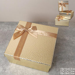 Коробка подарочная квадратная 3 штуки 19х19 см / 3403-A22-Z /уп 36/золото - ГалеонТрейд фото 5