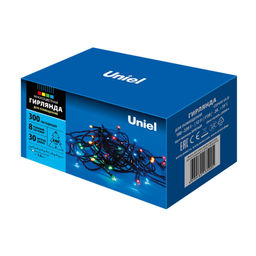 ULD-S3000-300/DGA MULTI IP20 Гирлянда светодиодная, 30м. 300 светодиодов. Разноцветный свет. Провод зеленый. ТМ Uniel